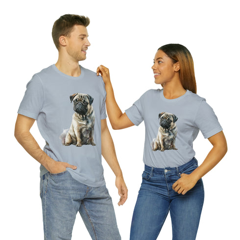 Loving Pug in Watercolor - Short Sleeve Tee